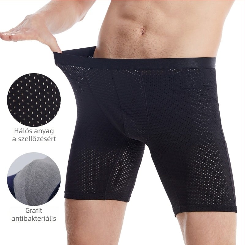 Férfi sportos boxeralsónemű, Ice Silk gyorsan száradó, hosszított fazon, dörzsölés elleni védelem, plusz méretek, középmagas derekú