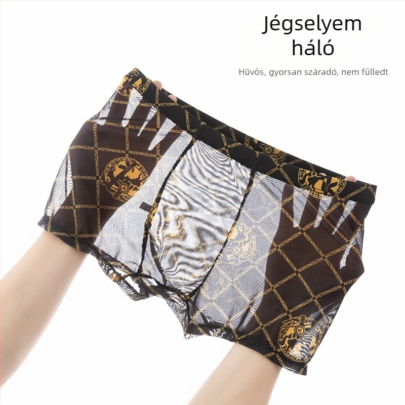Férfi jégselyem hálós boxeralsó — nyári mintás, átlátszó dizájn