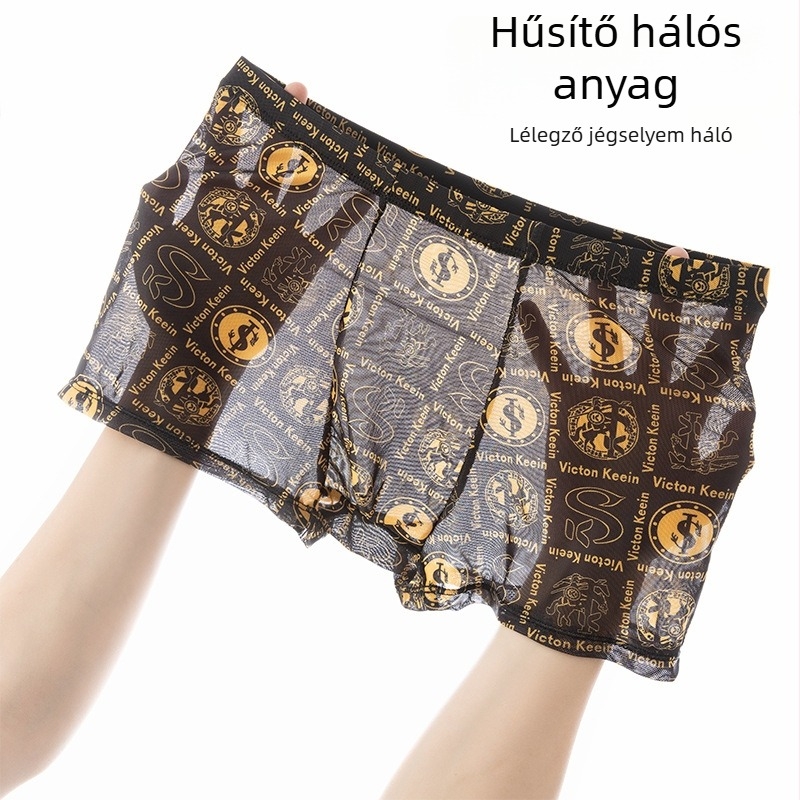 Férfi jégselyem hálós boxeralsó — nyári mintás, átlátszó dizájn