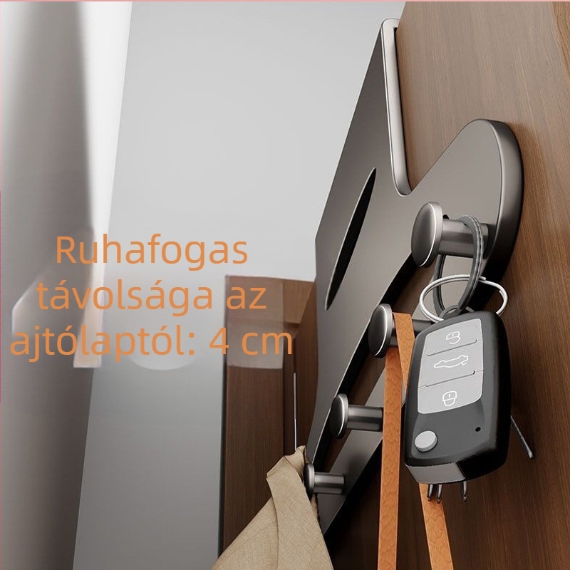 Ajtó mögötti ruhatároló, falra szerelt, fúrás nélküli, diszkrét tárolás ruháknak és táskákhoz