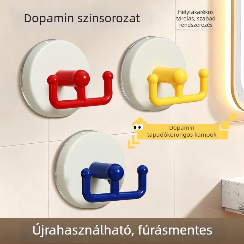 Dupla fogas szívófejjel, fúrás nélkül, konyha és fürdőszoba számára, ABS, terhelés 1–3 kg