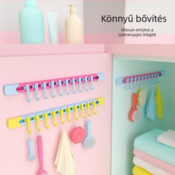 Dopamine tároló csúszó sín horog, fúrás nélküli rögzítés a szekrényajtóra, konyhai tároló