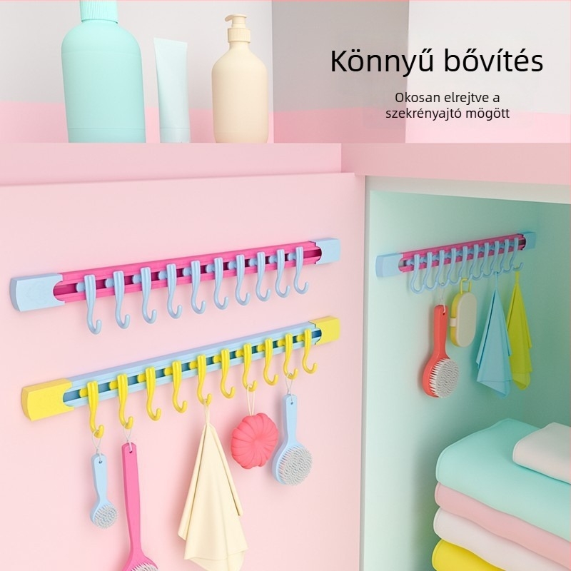 Dopamine tároló csúszó sín horog, fúrás nélküli rögzítés a szekrényajtóra, konyhai tároló