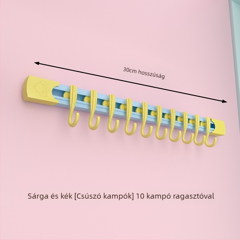 Dopamine tároló csúszó sín horog, fúrás nélküli rögzítés a szekrényajtóra, konyhai tároló