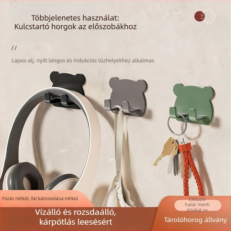 Ragasztós fürdőszobai akasztó, fúrás nélküli telepítés, borotva-tároló polc, aranyos dopamin-karikatúra dizájn