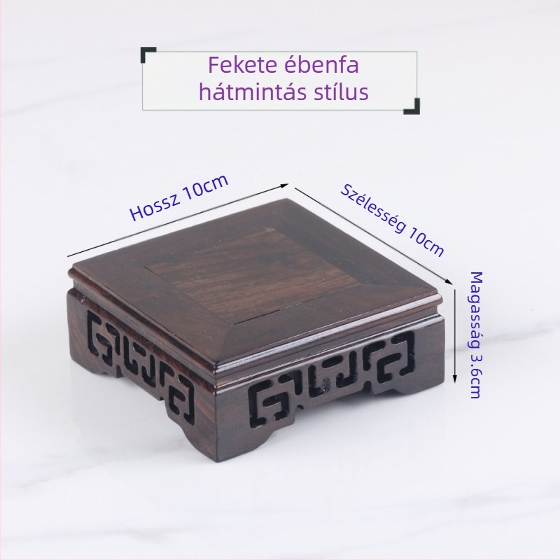 Rosewood faragott Buddha szobor négyszögletes fa alapzattal, állvány teáskanna, vázához vagy bonsaihoz