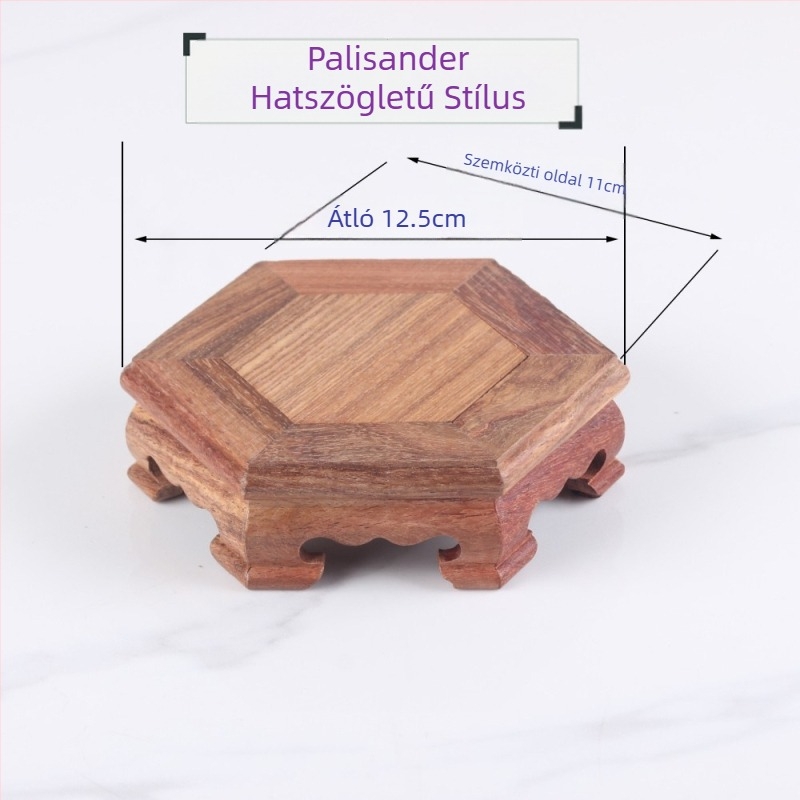 Rosewood faragott Buddha szobor négyszögletes fa alapzattal, állvány teáskanna, vázához vagy bonsaihoz