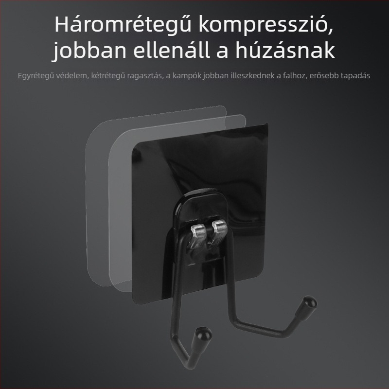 Kettős falra ragasztó kampó, átlátszó, konyha és fürdőszoba