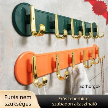 Lyukasztás nélküli ragasztó fogas – luxus megjelenésű, több kampó ajtókra, próbafülke, fürdőszoba, törölközők, ruhák és sapkák, konyha