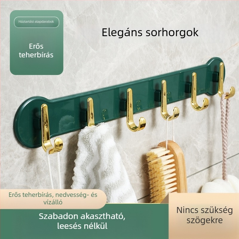 Lyukasztás nélküli ragasztó fogas – luxus megjelenésű, több kampó ajtókra, próbafülke, fürdőszoba, törölközők, ruhák és sapkák, konyha