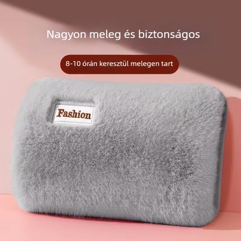 Tölthető elektromos melegvíz-palack – kéz- és hasmelegítő, flanel anyagból, modell 06