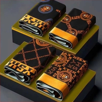 Férfi Ice Silk boxeralsó pamutbetéttel, légáteresztő, fekete-arany