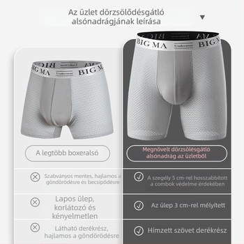 Hosszú férfi sportalsó, lélegző ice-silk anyagból, dörzsölésmentes, futáshoz való boxeralsó, plusz méret, fitnesz alsónemű