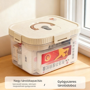 Családi kettős rétegű gyógyszeres doboz, hordozható elsősegély-készlet, otthoni gyógyszer-tároló