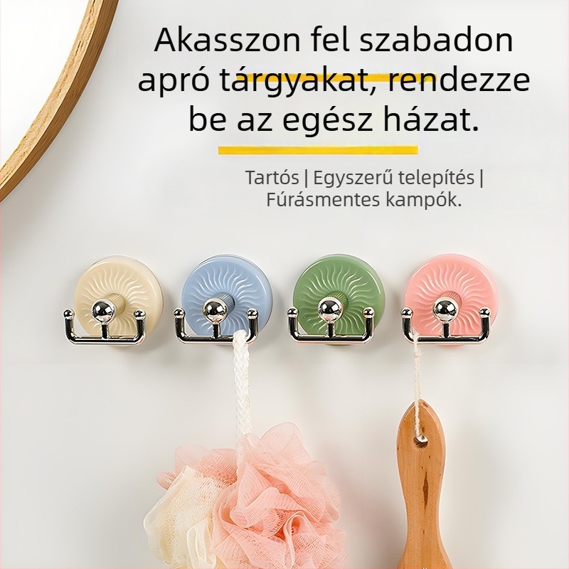 Szivárványos ragasztó akasztó fürdőszobába – fúrás nélkül, erős teherbírás, kulcs- és sapka rendező a bejárathoz, nyom nélkül