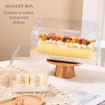 Hordozható átlátszó torta tekercs csomagoló doboz, hosszú kialakítás