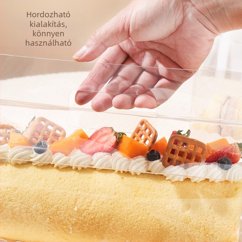 Hordozható átlátszó torta tekercs csomagoló doboz, hosszú kialakítás