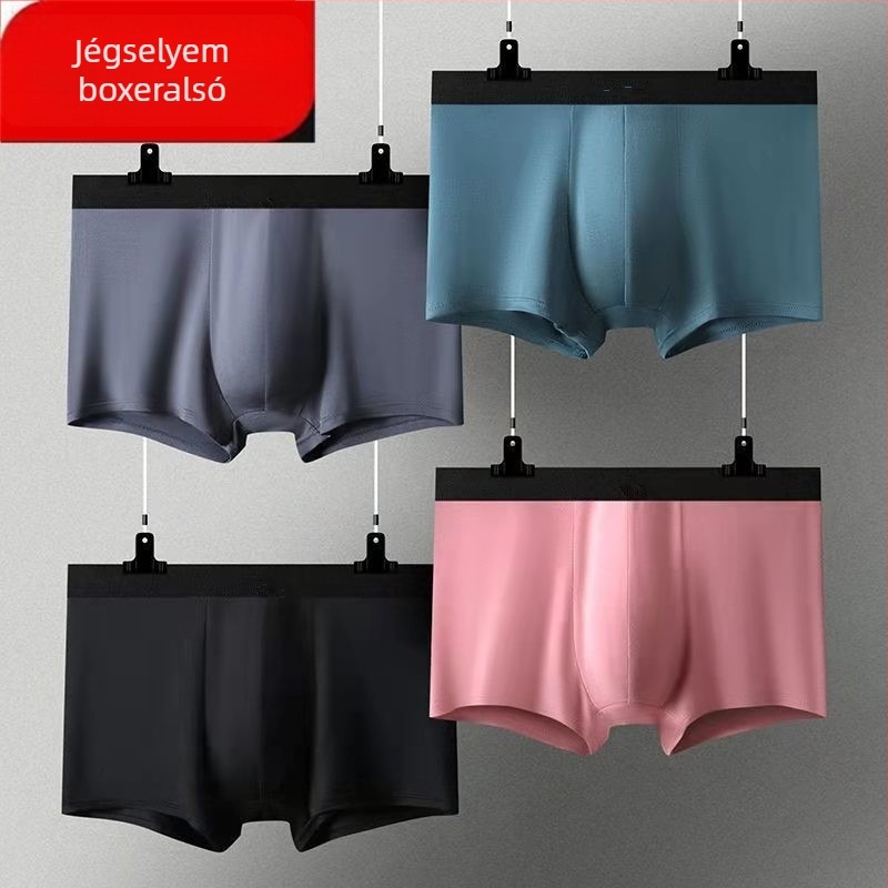 Férfi boxeralsó, lélegző Ice Silk Modal anyagból, sportos fazon, fenékemelő hatás, középmagas derekú, egyszínű