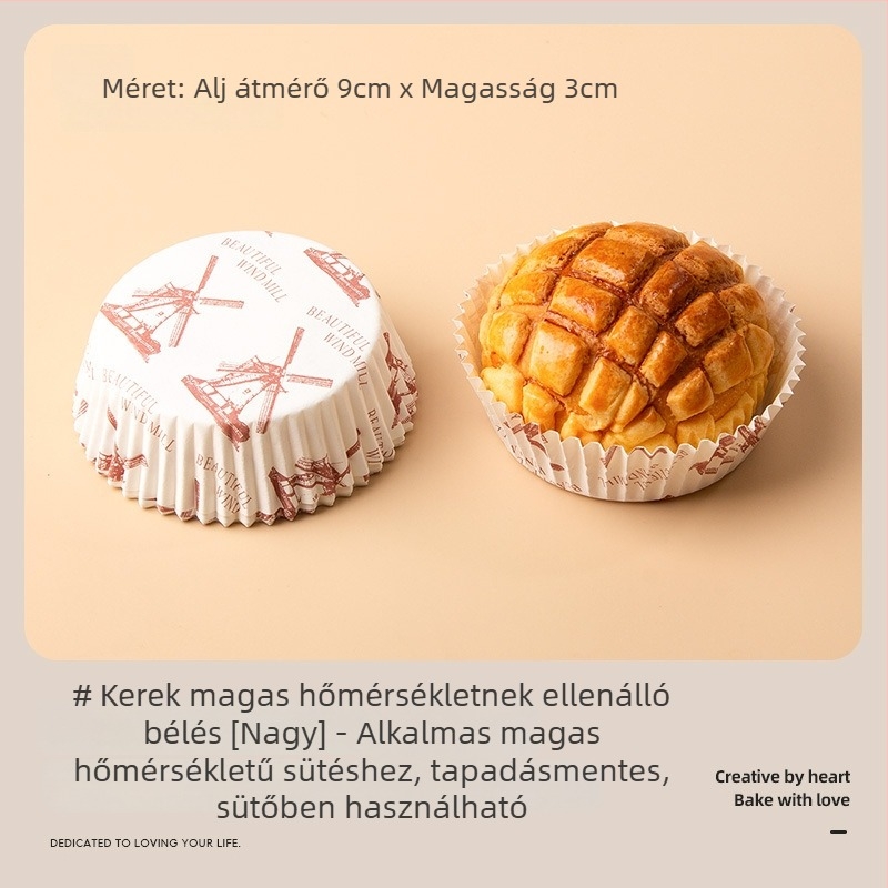 Zsírálló süteménykelyhek, magas hőmérsékletet tűrő kenyérpapírtálca, tutaj alakú laminált alj, tapadásmentes felülettel, ananászos zsemlék és virsli számára