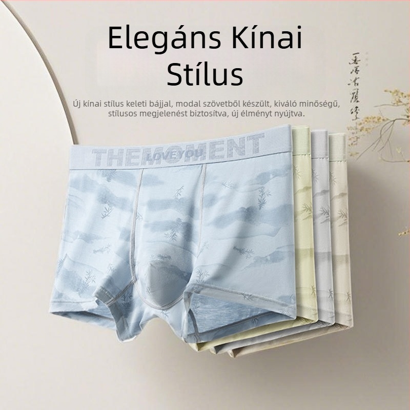 Modal anyagú férfi seamless boxer alsó, középmagas derekú, erdő-mintás, bőrérzethez hasonló kényelem, magas elasztikusság, könnyű és puha