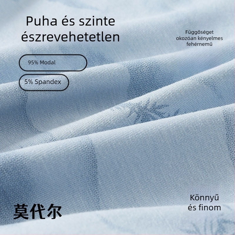 Modal anyagú férfi seamless boxer alsó, középmagas derekú, erdő-mintás, bőrérzethez hasonló kényelem, magas elasztikusság, könnyű és puha