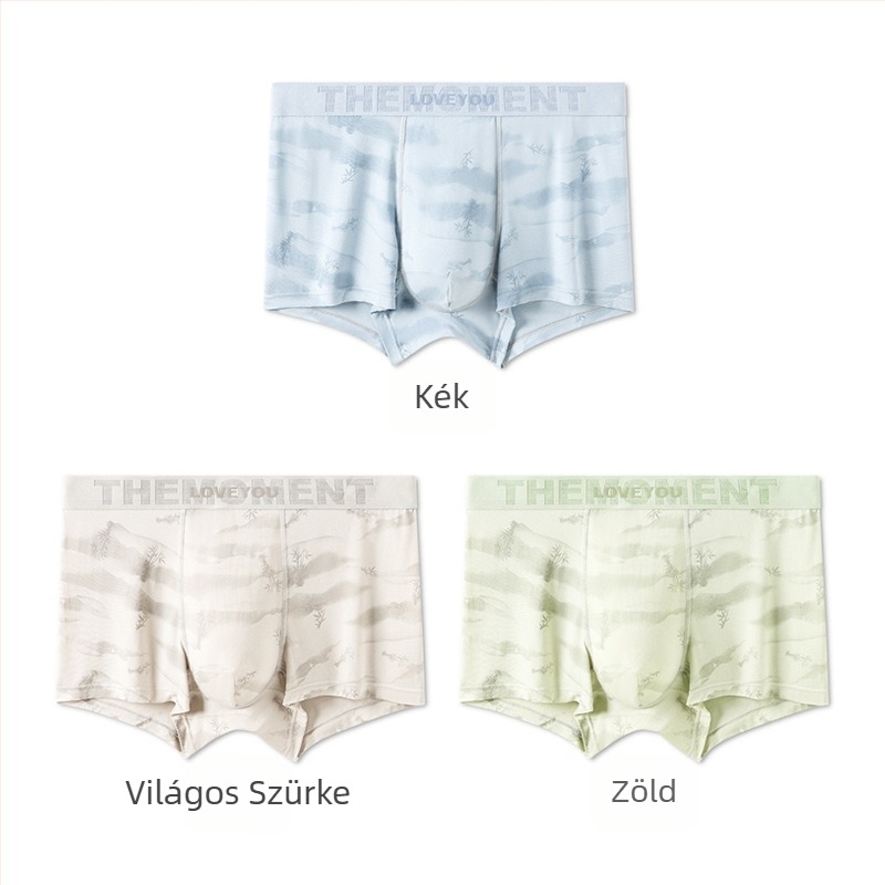 Modal anyagú férfi seamless boxer alsó, középmagas derekú, erdő-mintás, bőrérzethez hasonló kényelem, magas elasztikusság, könnyű és puha