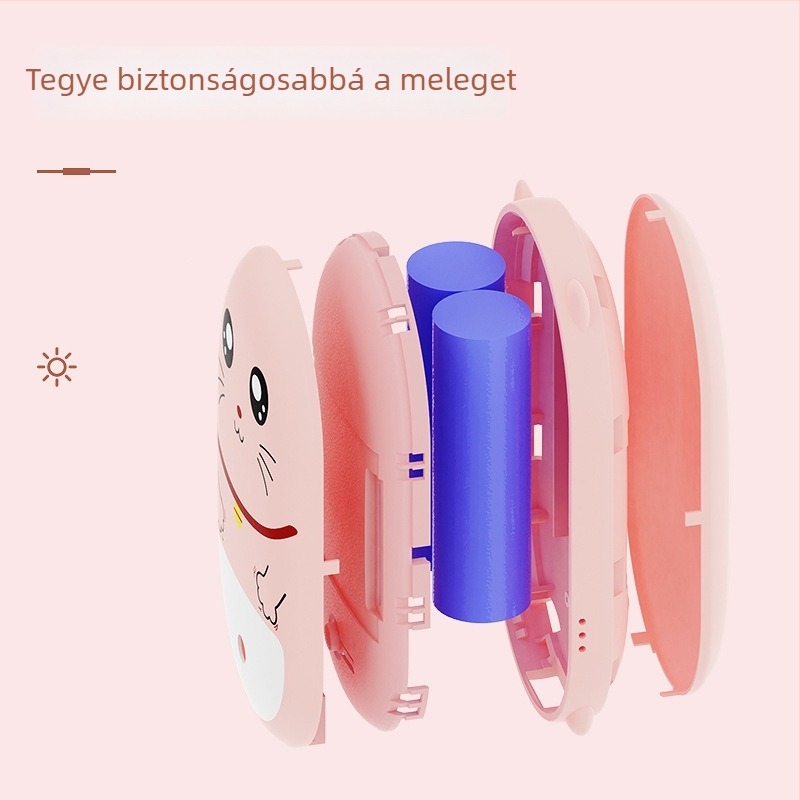 2 az 1-ben kézmelegítő és power bank, kompakt, robbanásbiztos, kétoldali melegítés, beépített 4000–6000mAh-s akkumulátor, USB töltés, hordozható