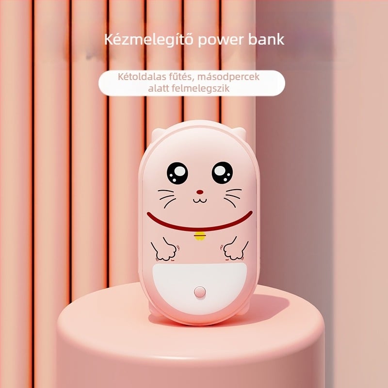 2 az 1-ben kézmelegítő és power bank, kompakt, robbanásbiztos, kétoldali melegítés, beépített 4000–6000mAh-s akkumulátor, USB töltés, hordozható