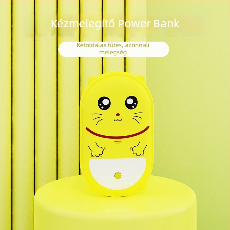 2 az 1-ben kézmelegítő és power bank, kompakt, robbanásbiztos, kétoldali melegítés, beépített 4000–6000mAh-s akkumulátor, USB töltés, hordozható
