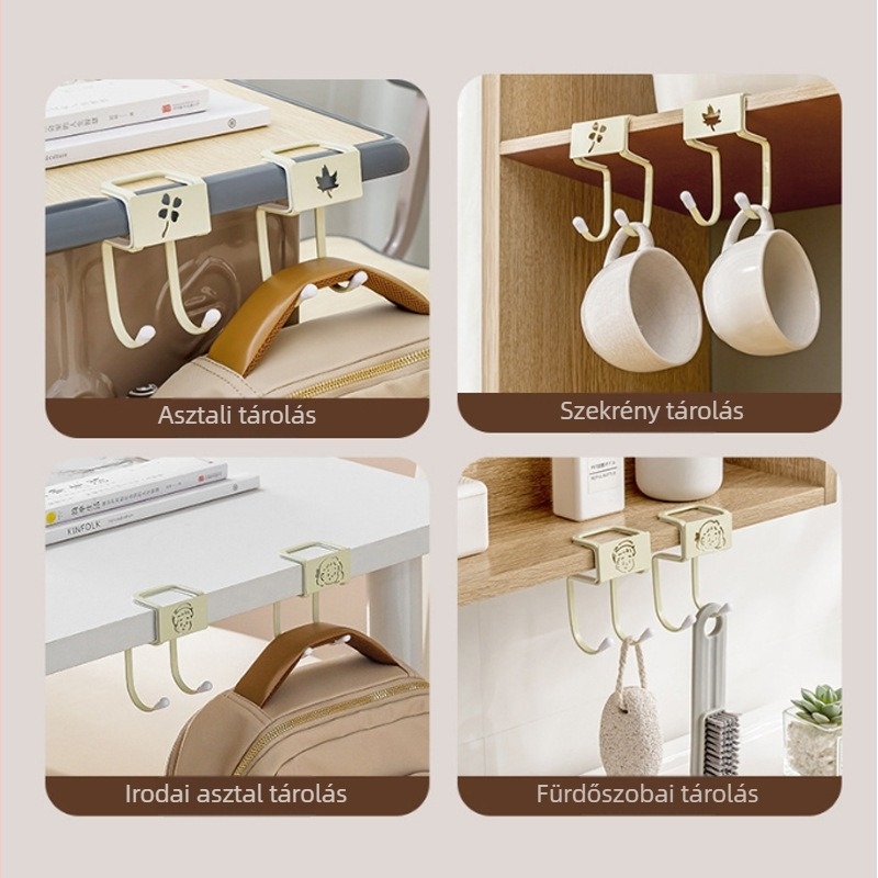 Állítható asztal melletti iskolatáska kampó és tároló, szénacélból, modern minimalist dizájn