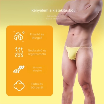 Férfi ice silk hálószövetes boxer briefek, középmagasságú, lélegző
