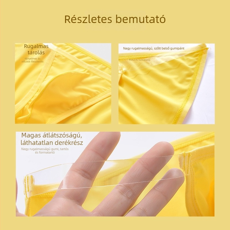 Férfi ice silk hálószövetes boxer briefek, középmagasságú, lélegző