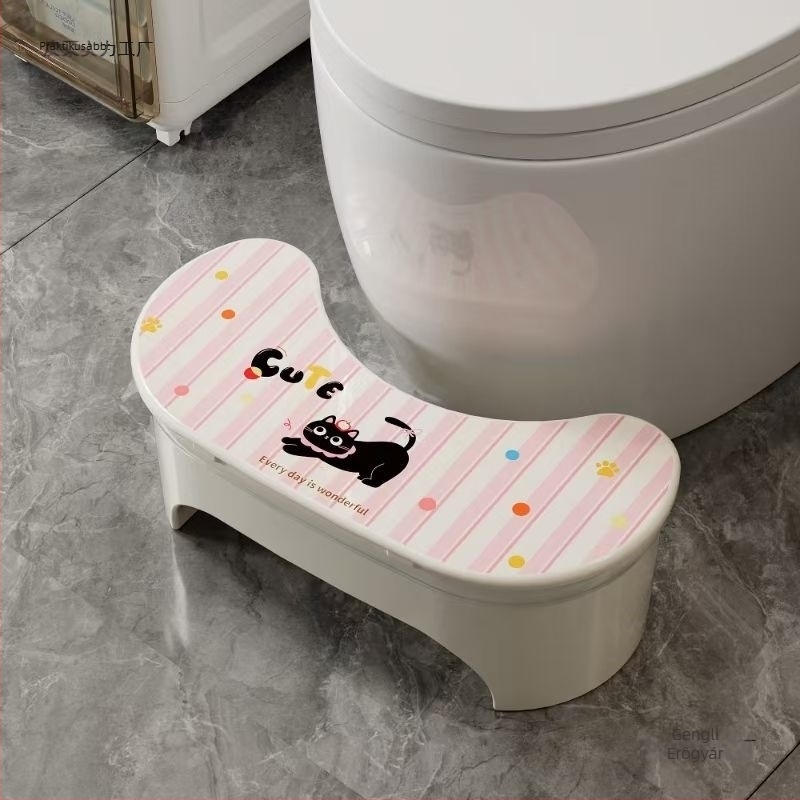 Új stílusú összecsukható gyerek WC-stool, vastagított csúszásmentes lábtámasz, otthoni használatra, tárolóval