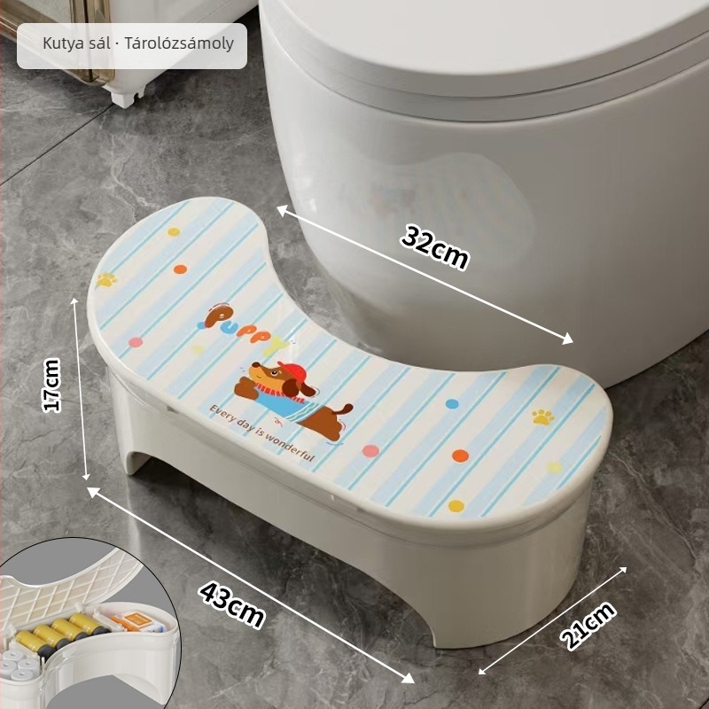 Új stílusú összecsukható gyerek WC-stool, vastagított csúszásmentes lábtámasz, otthoni használatra, tárolóval