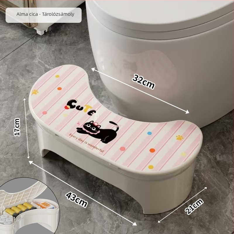Új stílusú összecsukható gyerek WC-stool, vastagított csúszásmentes lábtámasz, otthoni használatra, tárolóval