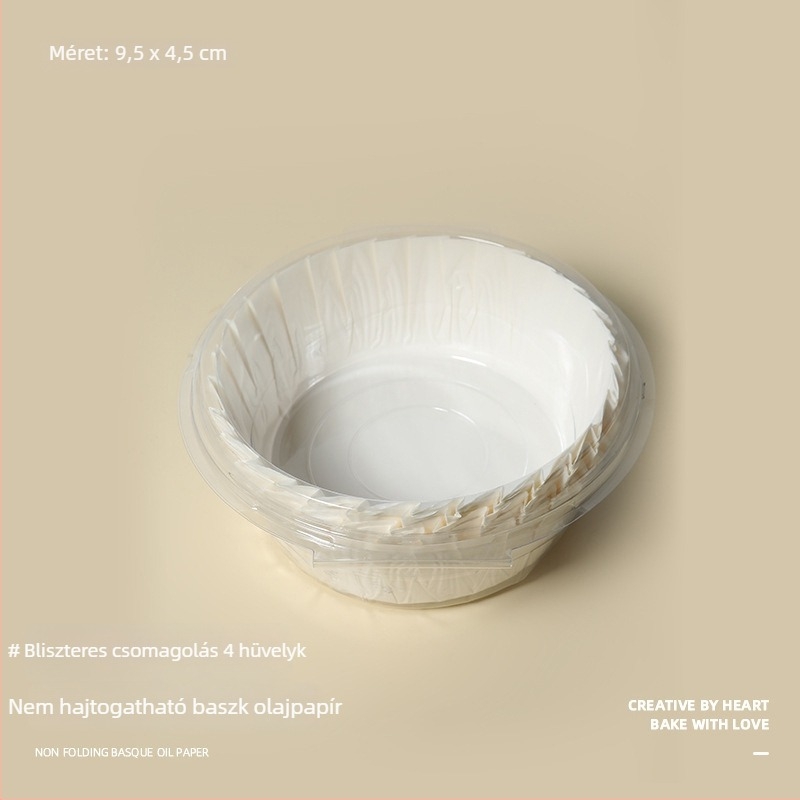 Élelmiszer-minőségű Baszk pergament tepsi, 4 hüvelykes, egyszer használatos olajos papír alátét, tapadásmentes sütőforma