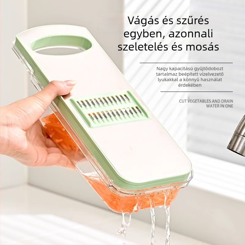 Rozsdamentes acél zöldségvágó, burgonya szeletelő, fokhagyma prés, multifunkcionális konyhai eszköz
