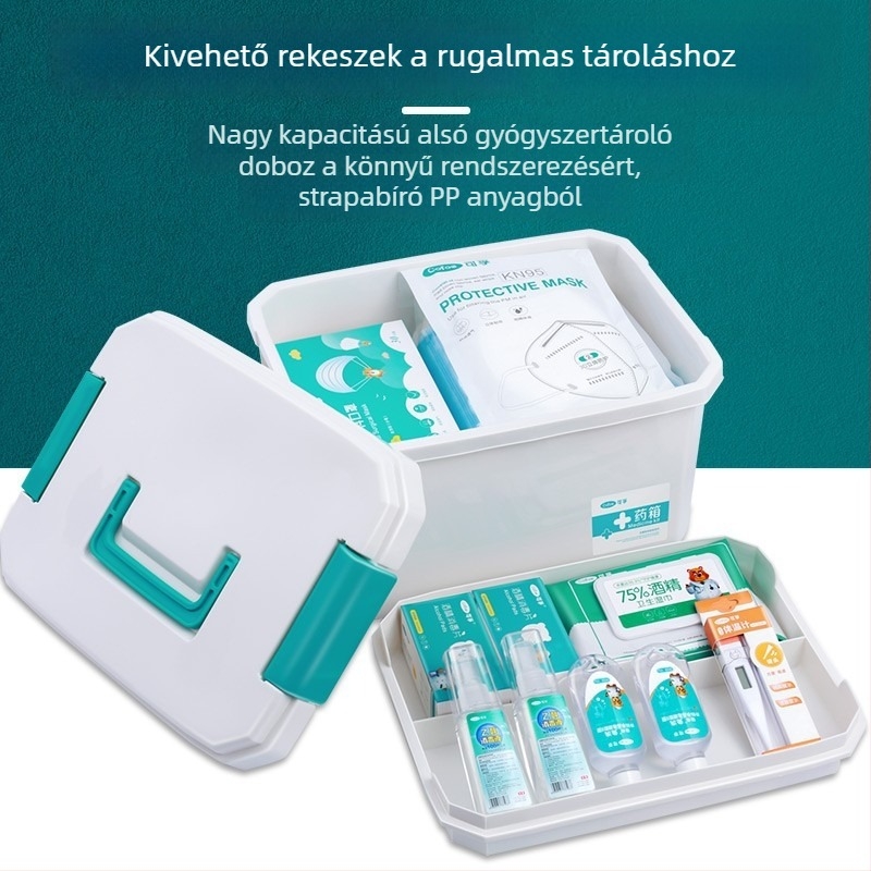 Kefu családi orvosi táska – nagy kapacitású, műanyag, több rekeszes, hordozható