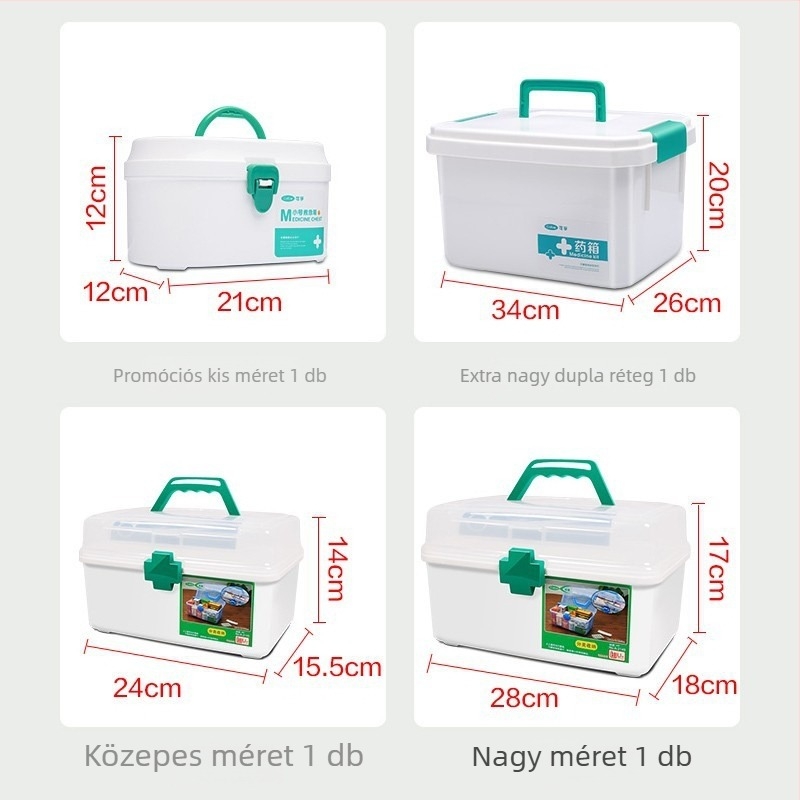 Kefu családi orvosi táska – nagy kapacitású, műanyag, több rekeszes, hordozható