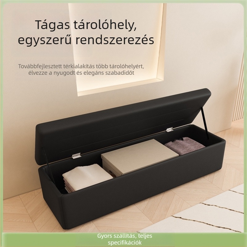 Bőr tároló padfa alapú - téglalap alakú, többfunkciós ülőbútor ruhaboltokhoz, próbafülkékhez és otthonhoz
