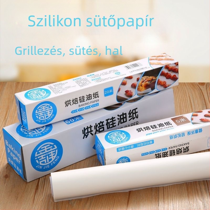 Szilikonbevonatú sütőpapír – sütéshez és grillhez, olajat felszívó papír, konyhai használatra