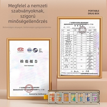 Hordozható gyógyszer- és tabletta szervező hét napos, zárt rekeszekkel