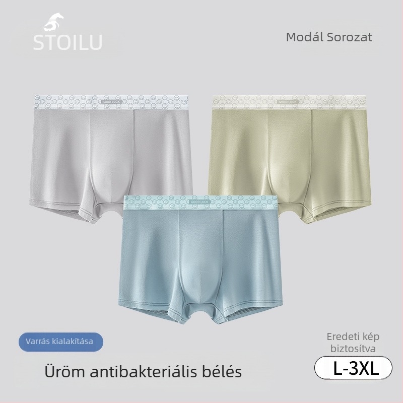 Nyári modal anyagú középmagas derekú férfi boxeralsó antibakteriális béléssel, lélegző