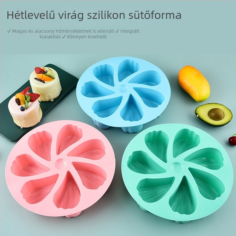 7-darabos szív- és virágmintás tortaforma-készlet, nagy méret