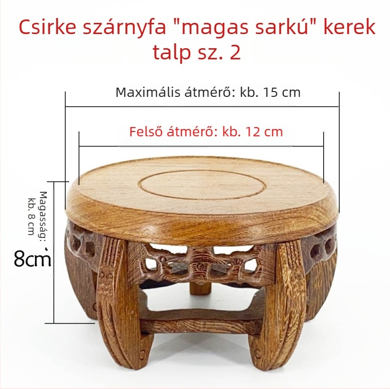 Kör alakú faragott fa szobor Buddhával a talppal, dekoratív váza és virágtartó, tömörfa