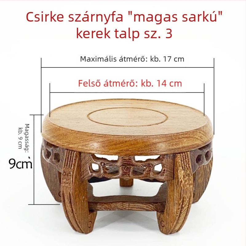 Kör alakú faragott fa szobor Buddhával a talppal, dekoratív váza és virágtartó, tömörfa