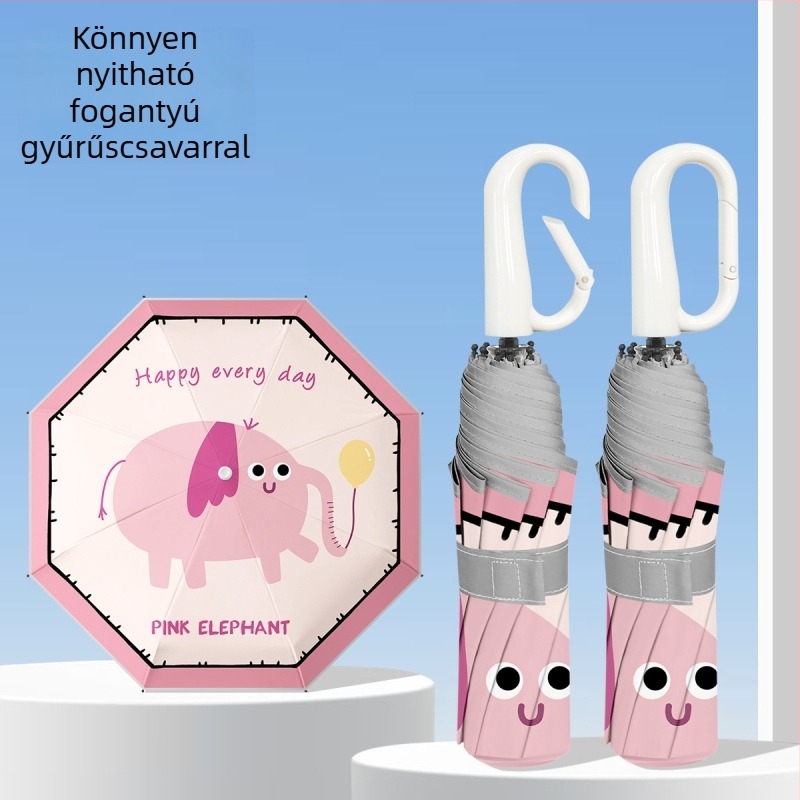 Gyerekeknek készült összecsukható esernyő csattal záródó, fényvisszaverő csíkokkal, UV-védelmet nyújt, hordozható, iskolás gyermekek számára