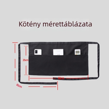 Félhosszú, ujjatlan kötény három zsebbel, vízálló, fekete