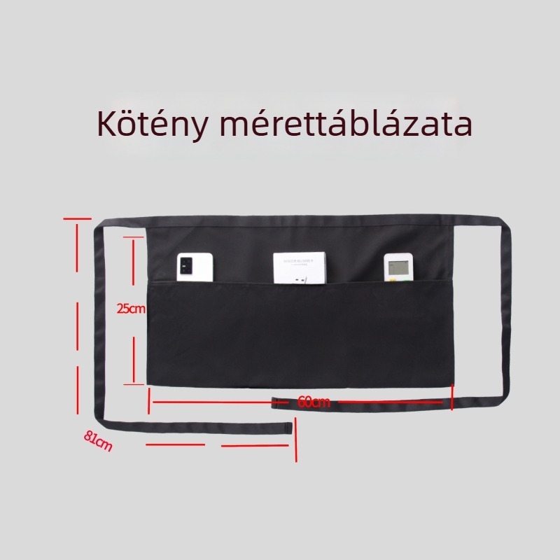 Félhosszú, ujjatlan kötény három zsebbel, vízálló, fekete