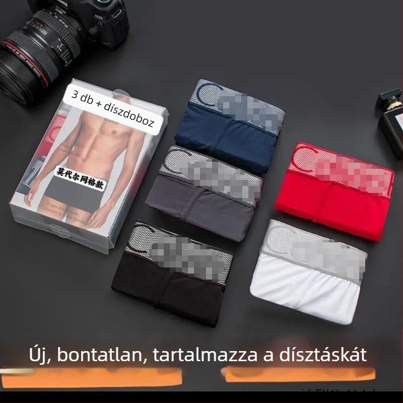Ucko férfi modal boxeralsó középmagas derekú, hálós anyag, 3 darabos ajándékdoboztban